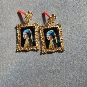 "Girl with a Pearl' Drop Dangle Earrings, World Art earrings